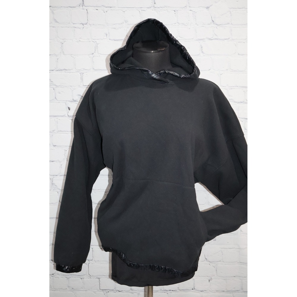 Under Armour Hoodie Oversized Women XL Black Fleece Pullover Shiny Trim
